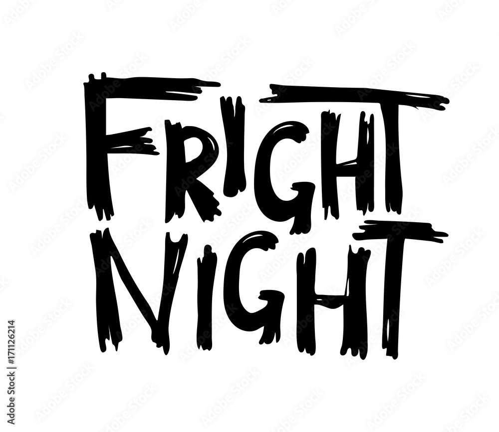 Fright night. Halloween hand drawn lettering. Vector illustration.