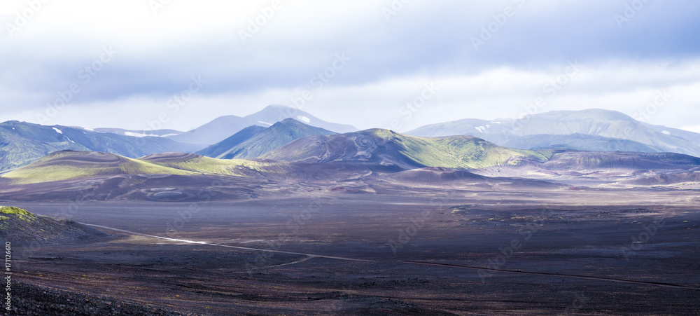 panorama of Veiðivötn Lake District, Iceland