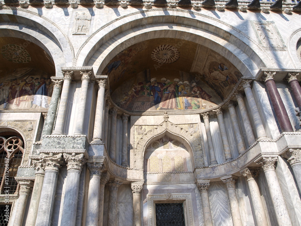 Part of door decoration of basilica San Marco Venice, Italy 