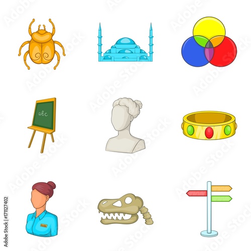 Requisite icons set, cartoon style