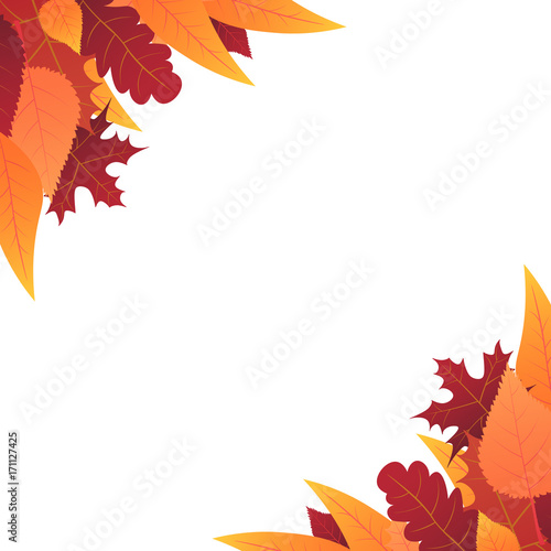 Autumn Background with leaves for shopping sale or promo poster and frame leaflet or web banner. Vector illustration template.