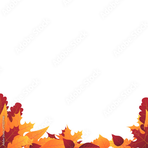 Autumn Background with leaves for shopping sale or promo poster and frame leaflet or web banner. Vector illustration template.