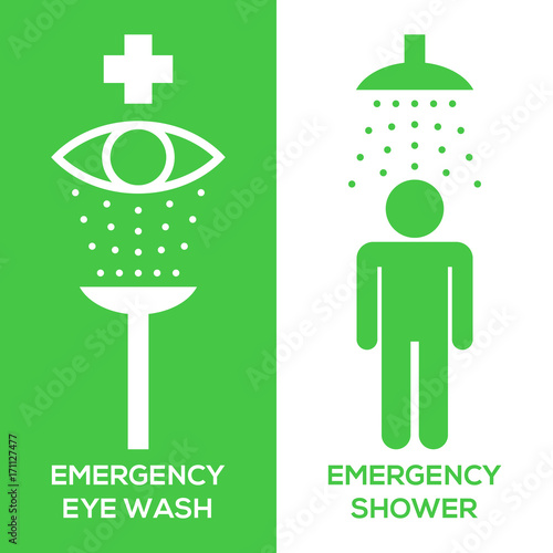 emergency eye wash and emergency shower pictogram icon, silhouette design