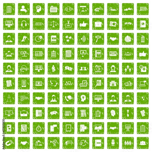 100 discussion icons set grunge green