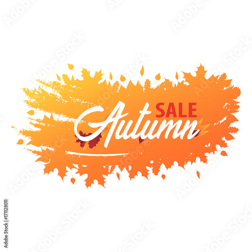 Autumn Background with leaves for shopping sale or promo poster and frame leaflet or web banner. Vector illustration template.