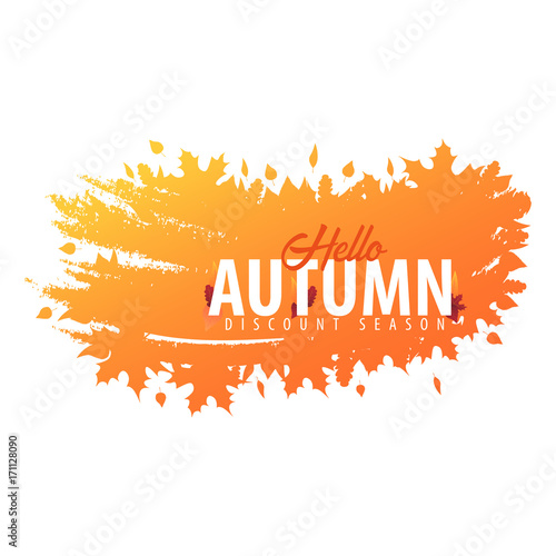 Autumn Background with leaves for shopping sale or promo poster and frame leaflet or web banner. Vector illustration template.