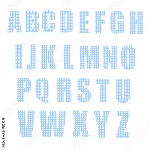 Cet blue vector alphabet letter with polka dots isolated on Grey background