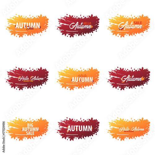 Autumn Background with leaves for shopping sale or promo poster and frame leaflet or web banner. Vector illustration template.