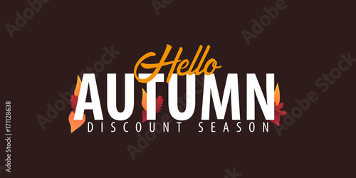 Autumn Background with leaves for shopping sale or promo poster and frame leaflet or web banner. Vector illustration template.