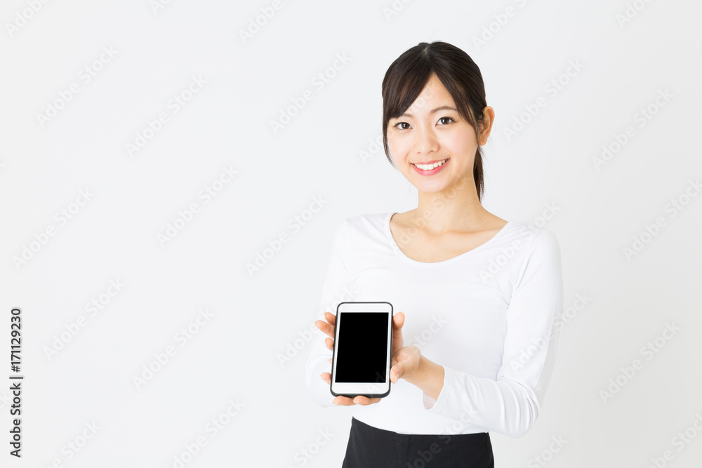 portrait of asian waitress isolated on white background portrait of asian waitress isolated on white background
