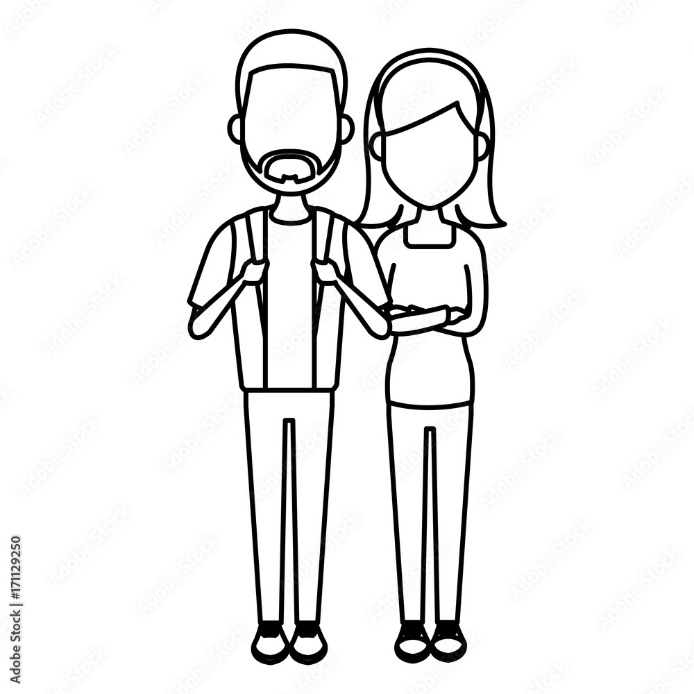 Young couple cartoon icon vector illustration graphic design