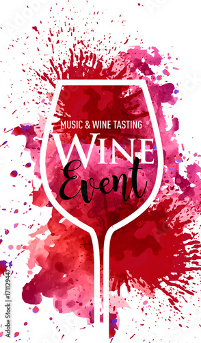 Wine Banner, Watercolor