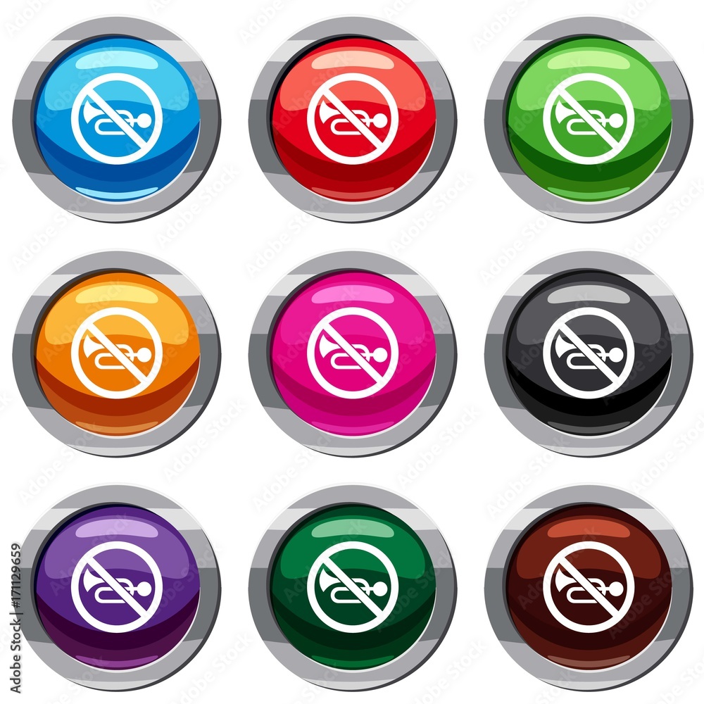 No horn traffic sign set 9 collection No horn traffic sign set 9 collection