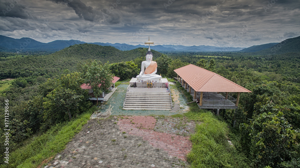 Aerial view Doi-kad Temple of lamphun city,north in thailand