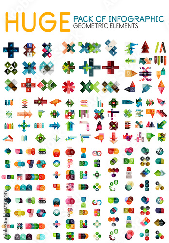 Huge mega pack of infographic option menu layouts, geometric backgrounds and templates design elements