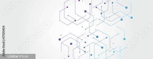 Vector banner design, white background with hexagon pattern