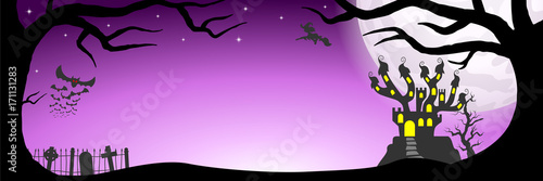 Banner mit Spukschloss in einer Vollmondnacht 
