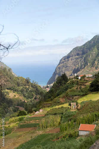  Village and Terrace cultivation in the surroundings of Sao Vicente. North coast of Madeira Island, Portugal