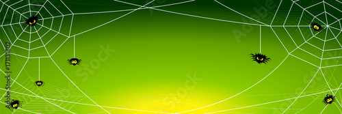 gruseliger Halloween Hintergrund mit Spinnen im Netz 