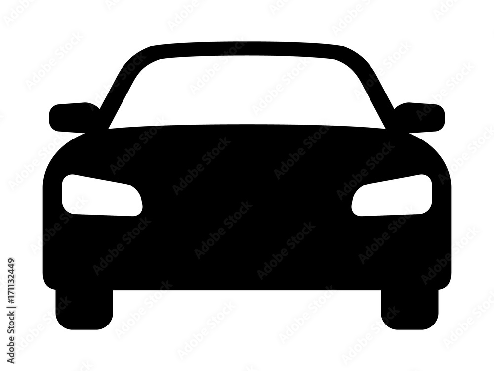 Sedan car, vehicle or automobile front view flat vector icon for apps and websites - obrazy, fototapety, plakaty 