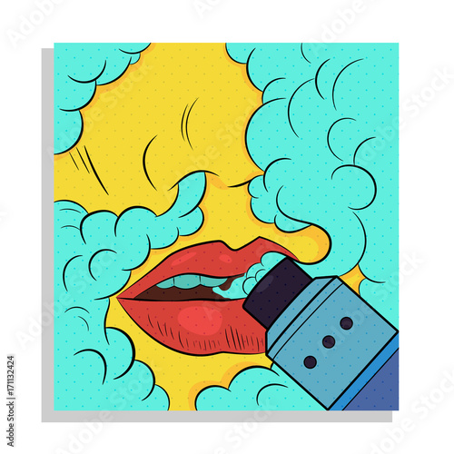 female lips with drip in smoke