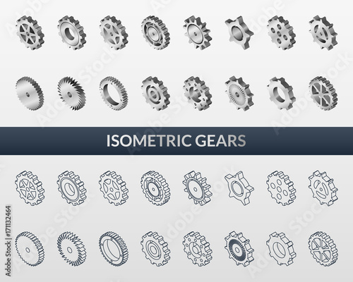  Set of web icons mechanical gears