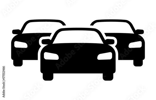 Car inventory or heavy traffic jam flat vector icon for automobile apps and websites