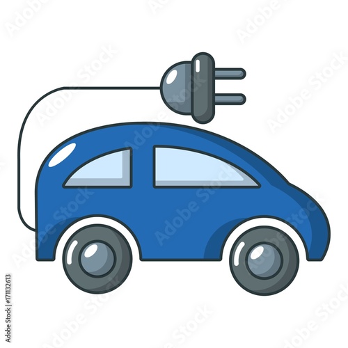 Electric car icon, cartoon style