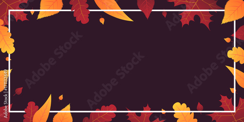 Autumn Background with leaves for shopping sale or promo poster and frame leaflet or web banner. Vector illustration template.