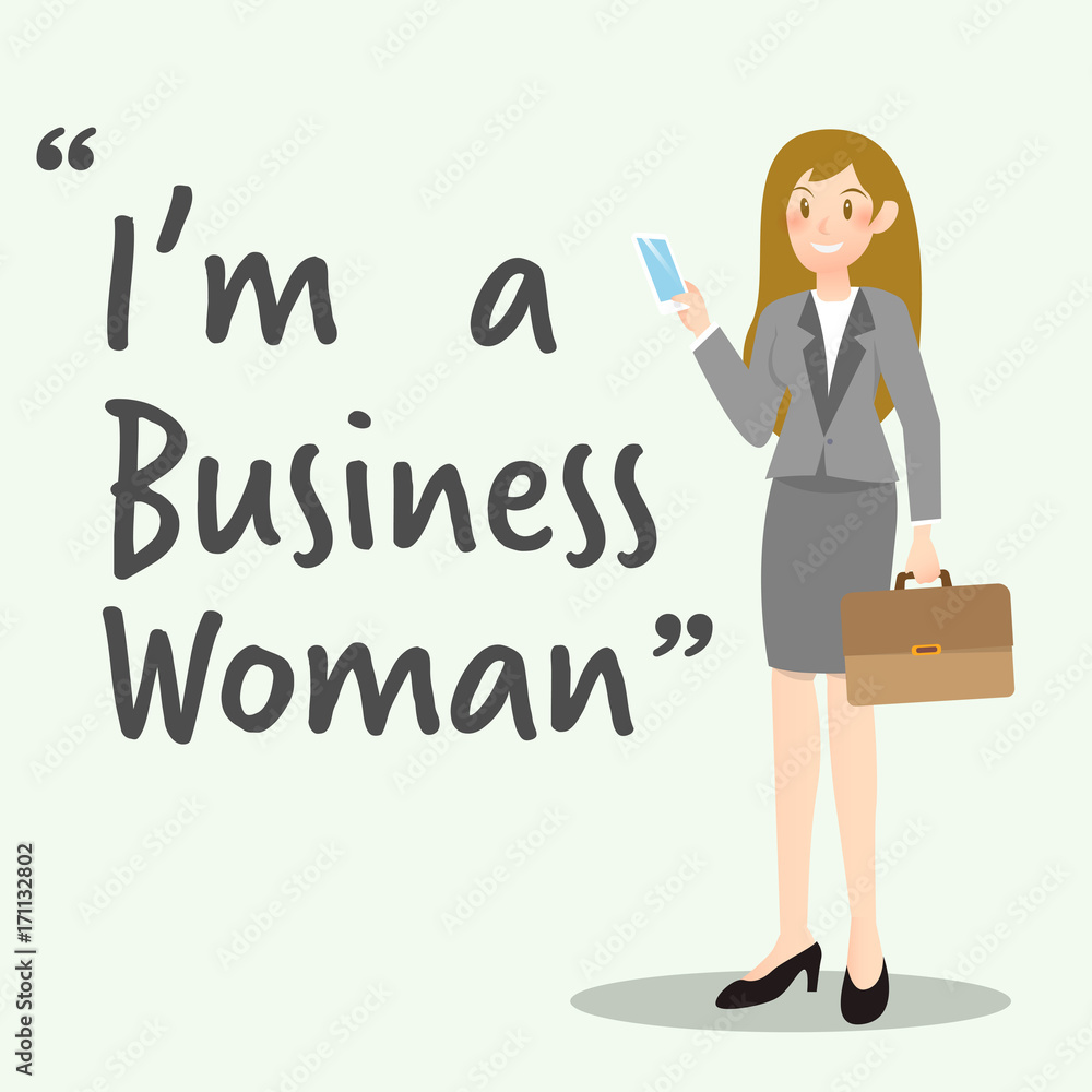 Business character woman with briefcase Business character woman with briefcase
