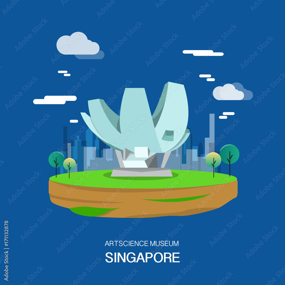 Fototapeta premium Artscience museum with high technology in Singapore illustration design.vector