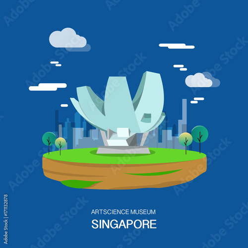 Artscience museum with high technology in Singapore illustration design.vector
