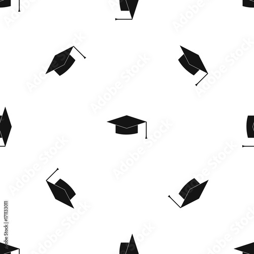 Graduation cap pattern seamless black