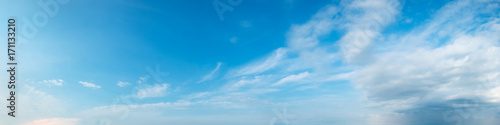 Vibrant color panoramic sky with cloud on a sunny day. Beautiful cirrus cloud...