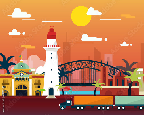Famous landmark in Australia flat design