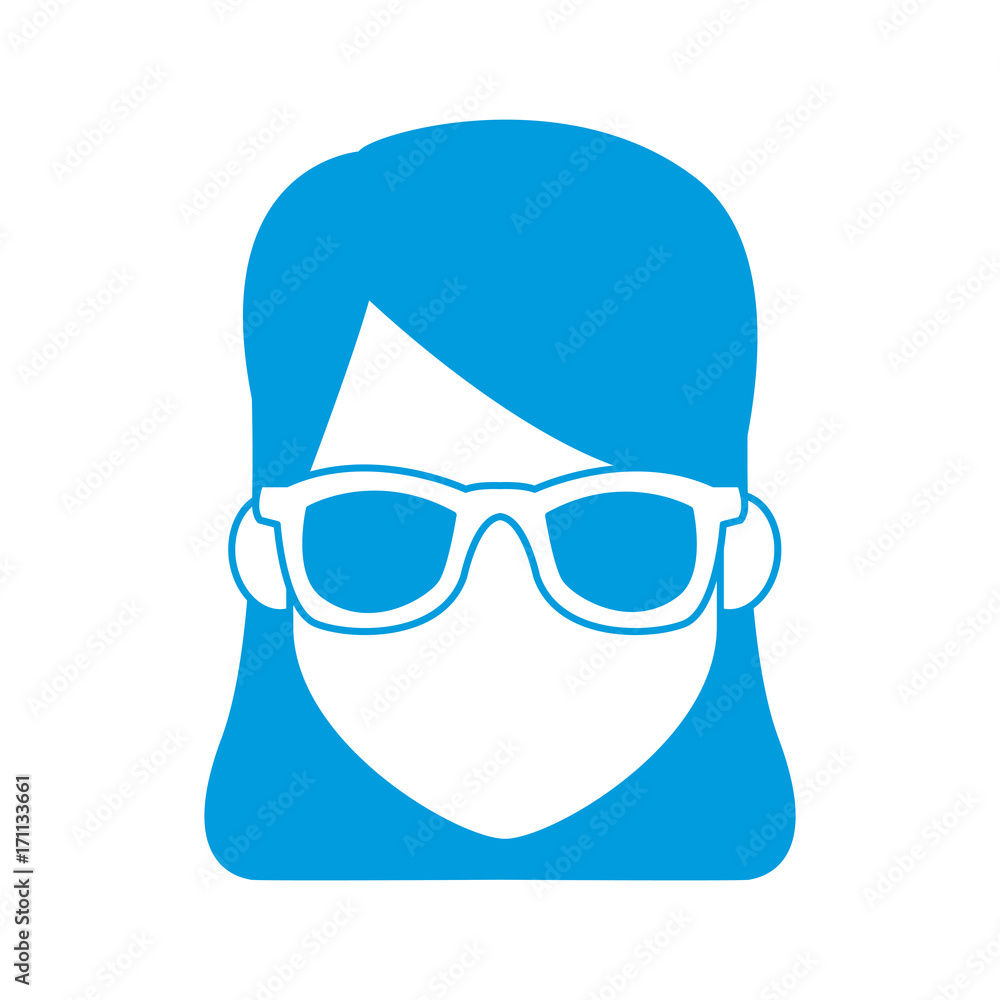 Young woman cartoonwith sunglasses icon vector illustration graphic design Young woman cartoonwith sunglasses icon vector illustration graphic design