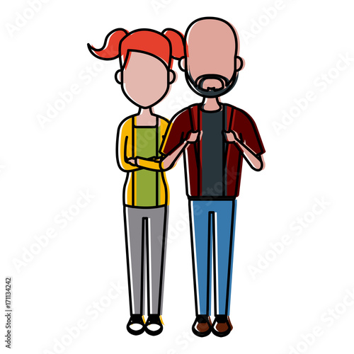 Young couple cartoon icon vector illustration graphic design