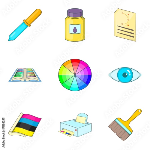 Color ratio icons set, cartoon style