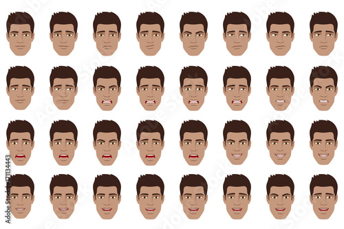  Black Man with different emotions and facial expressions.