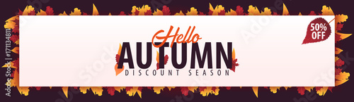 Autumn Background with leaves for shopping sale or promo poster and frame leaflet or web banner. Vector illustration template.