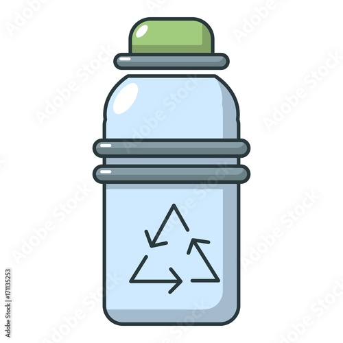 Purified water bottle icon, cartoon style