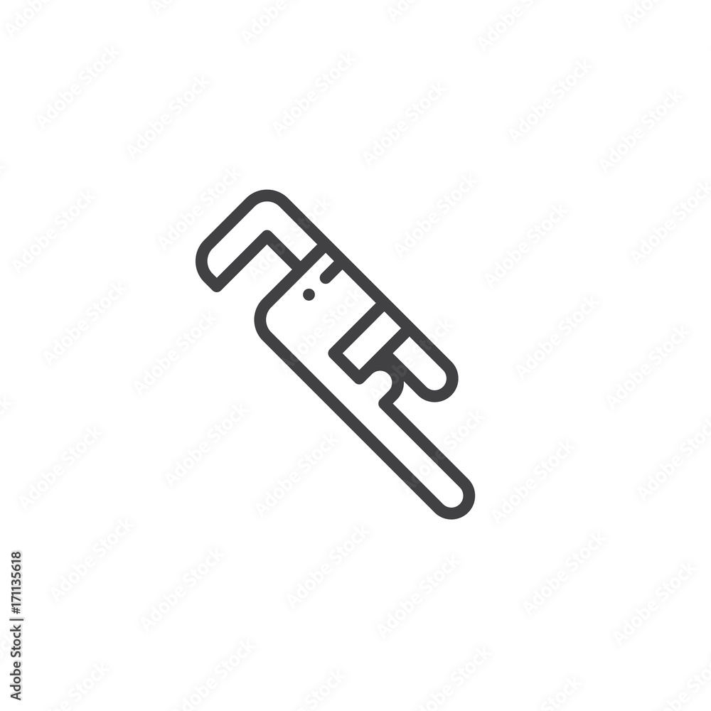 Wrench work tool line icon, outline vector sign, linear style pictogram isolated on white. Symbol, logo illustration. Editable stroke Wrench work tool line icon, outline vector sign, linear style pictogram isolated on white. Symbol, logo illustration. Editable stroke