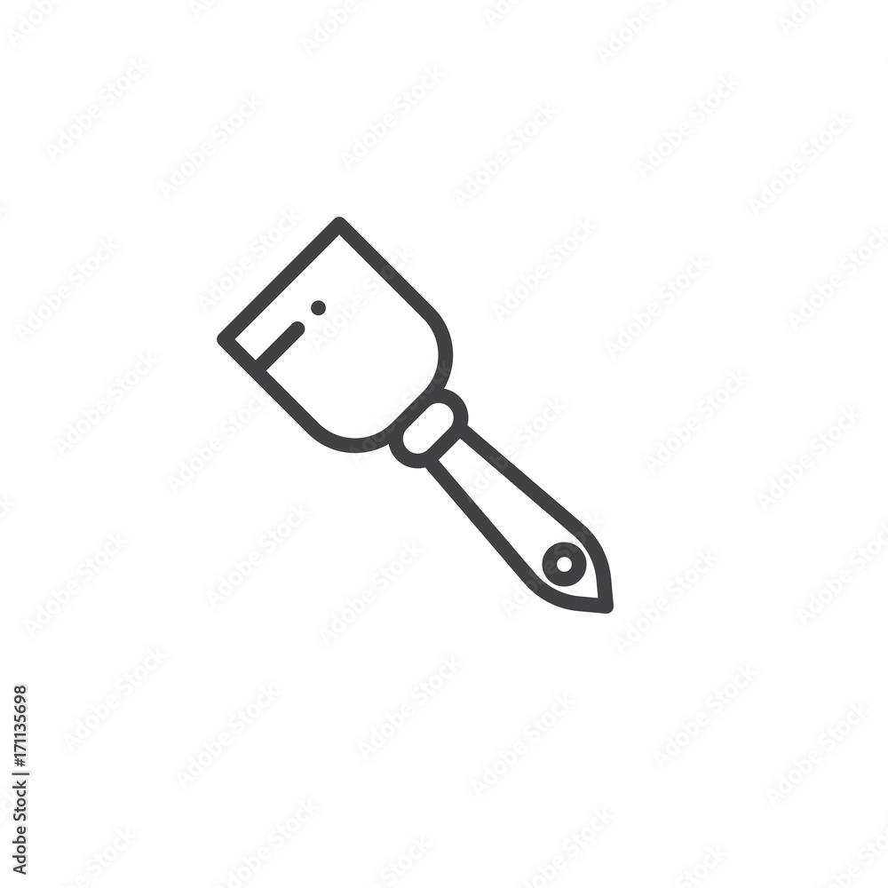 Trowel work tool line icon, outline vector sign, linear style pictogram isolated on white. Symbol, logo illustration. Editable stroke Trowel work tool line icon, outline vector sign, linear style pictogram isolated on white. Symbol, logo illustration. Editable stroke