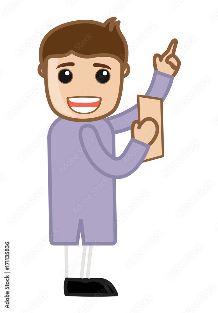 Happy Man Holding a Notepaper
