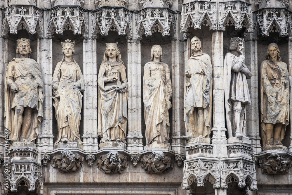Statues in the Facade of the Brussels Town Hall