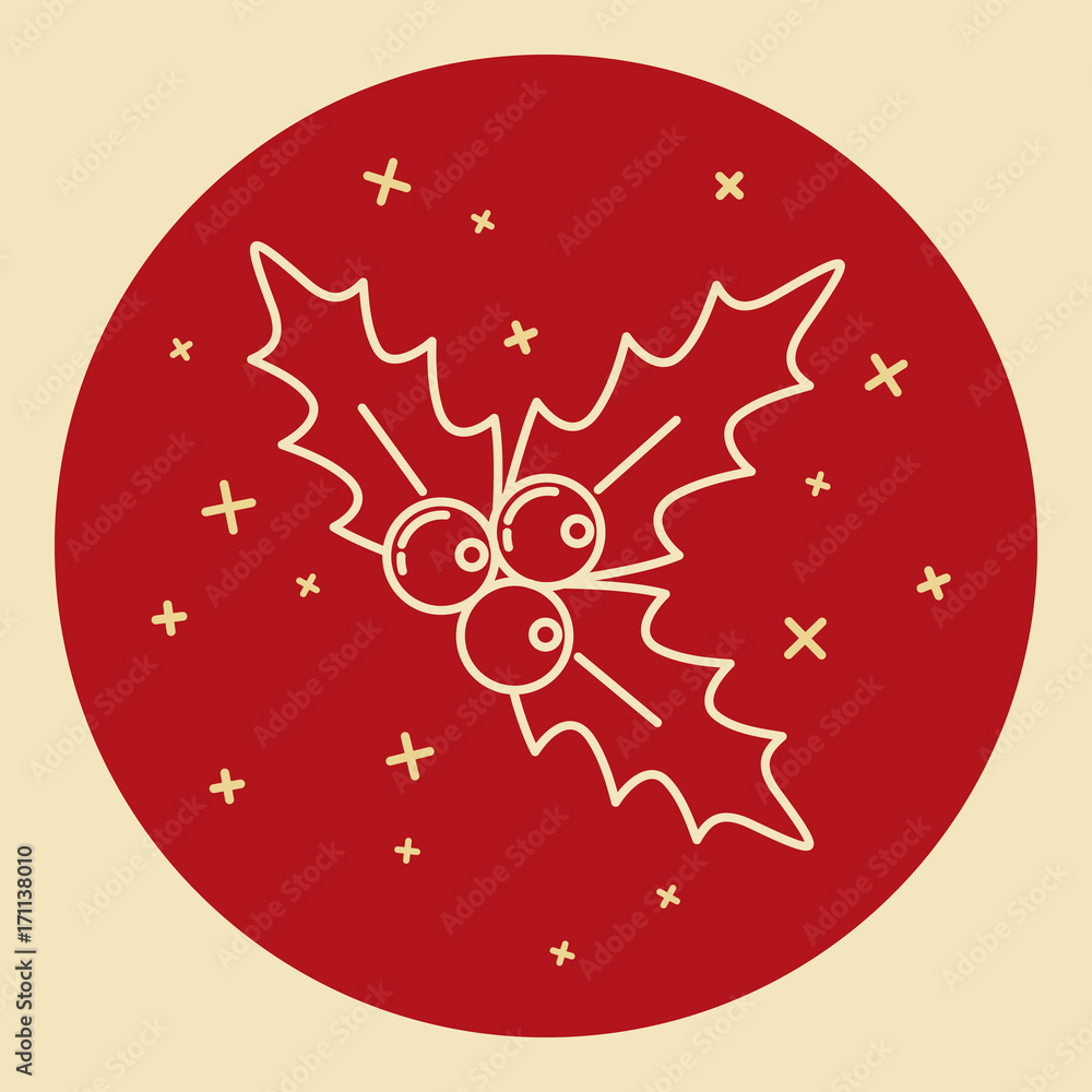 Christmas mistletoe icon in thin line style Christmas mistletoe icon in thin line style
