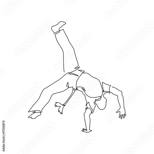 capoeira fighter contour Isolated on white. vector illustration