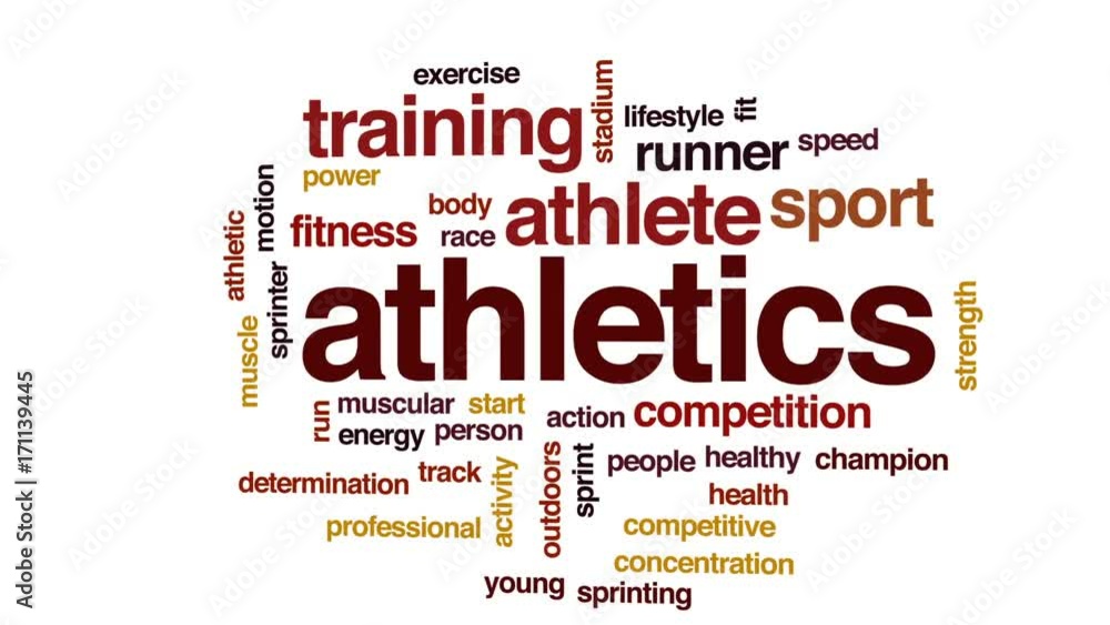 Athletics animated word cloud, text design animation. Athletics animated word cloud, text design animation.