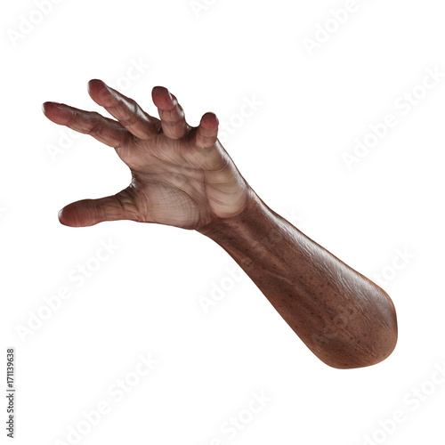 Old african man hand on a white. 3D illustration