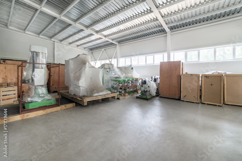 Warehouse of finished products of the plant producing metalworking machines.